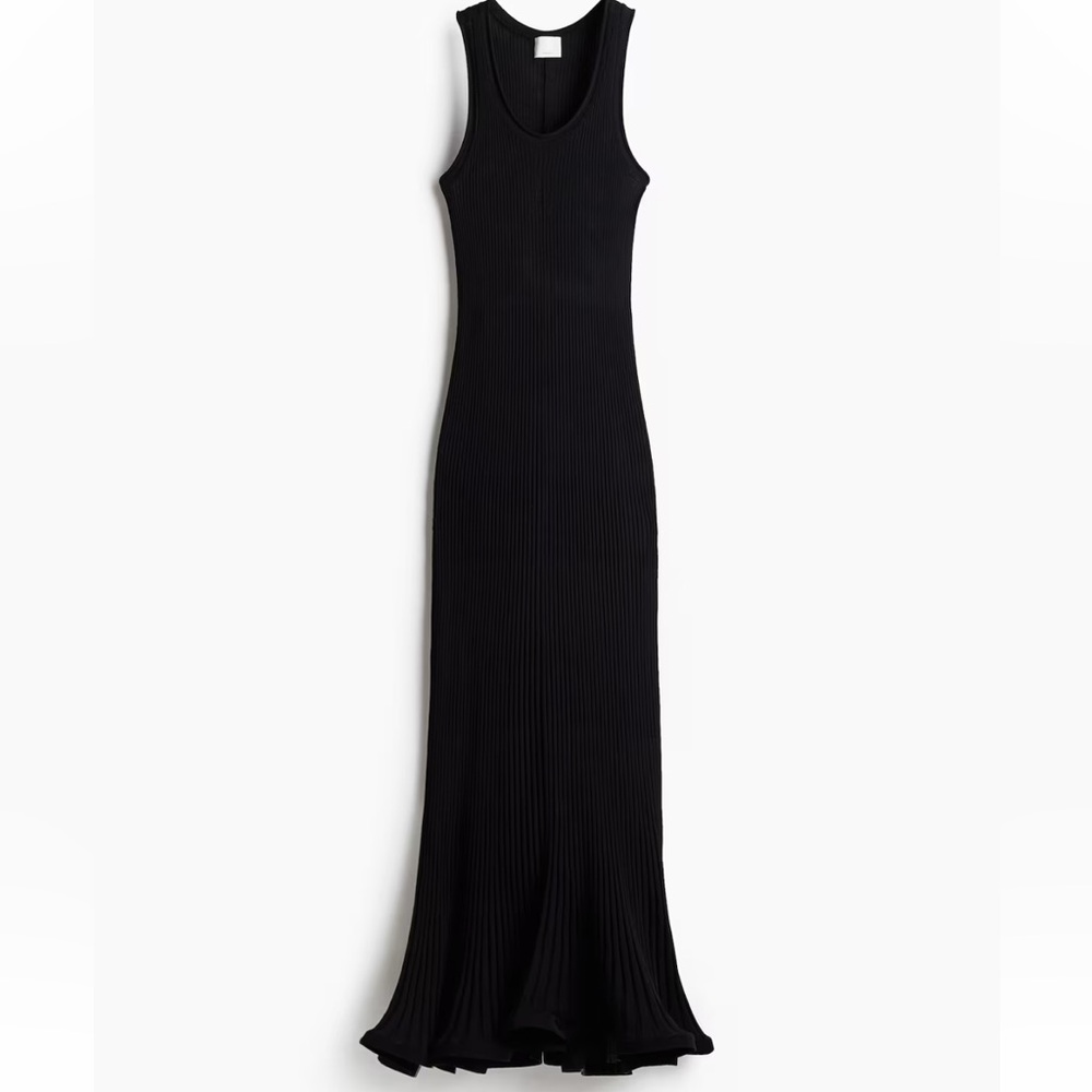 H&M Silk-Blend Maxi Dress Large Black NWT